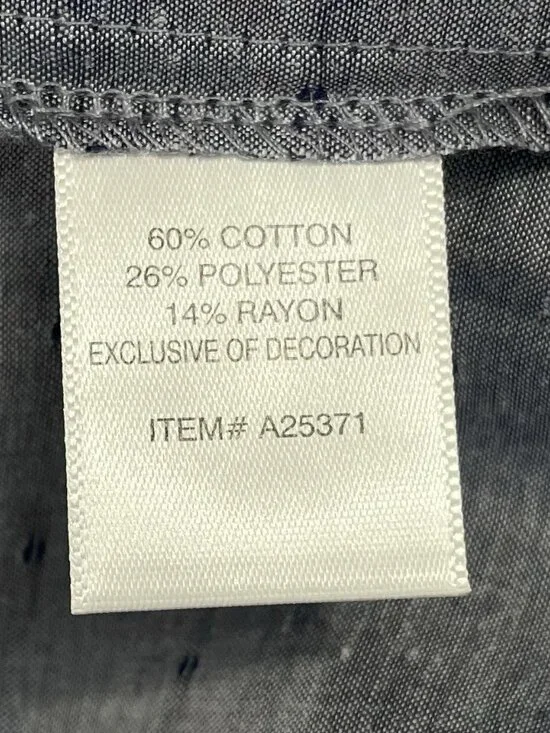 Appleseed's Womens Tunic Size Small 3/4 Sleeve Clip-Dot Ruffled Collar Side Slit - Picture 6 of 6